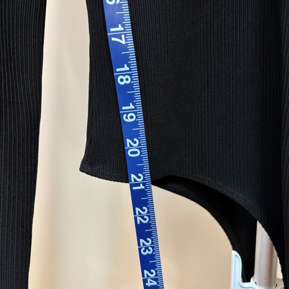 Topshop Like New Thick Mock Neck Ribbed Long sleeve Black Bodysuit Sz 12 - Picture 7 of 14